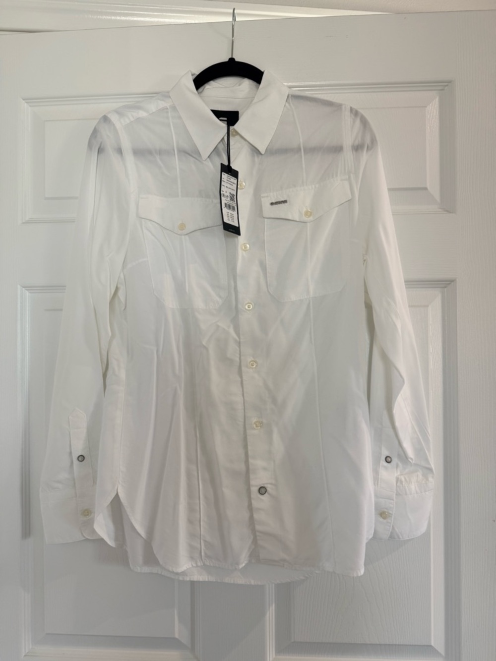 GStar: White Button-Up Long Sleeve Shirt